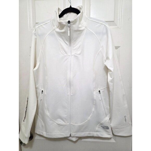 The North Face White Full-Zip Wind wall Softshell Jacket Women's L Polyester - Picture 1 of 10